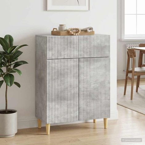 Buffet gris béton avec tiroir et 2 portes, bois d’ingénierie, 66 x 34,5 x 90 cm, 26.89kg - PANGIVO (1/5)