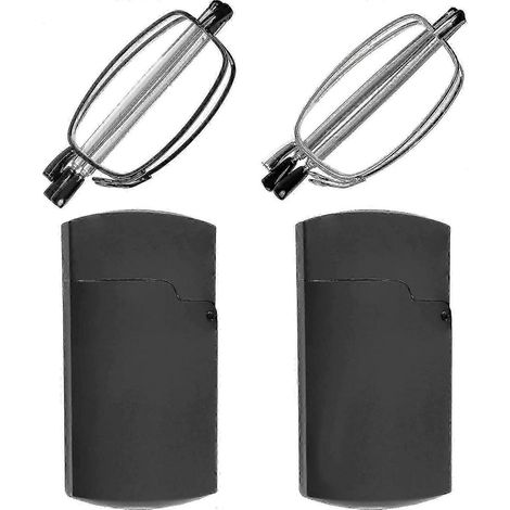 Lunettes de lecture, lot de 2 paires, noires et gris anthracite, pliables et compactes, unisexes, avec étui inclus. (1/5)