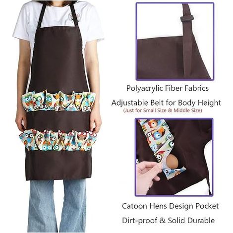 Tablier de collecte et de collecte d'oeufs de poulet avec poches profondes double couche en denim pour poulailler Accessoires pour poulaillerie domestique Vêtements de travail (enfants du milieu) GROO (1/4)