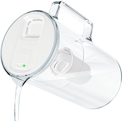 Carafe filtrante verre 3 l avec compteur de changement de filtre, carafe avec cartouches filtrantes d'eau potable BPA FREE, carafe verre avec filtre eau charbon actif – Blanc (1/5)