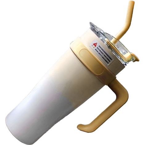 Isolierbecher aus Edelstahl, 1250 ml, mit Strohhalm, ideal für Reisen im Freien, gelber Farbverlauf (1/5)