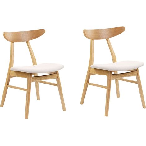 Esszimmerstuhl 2er Set LYNN Holz Hellbraun / Beige
