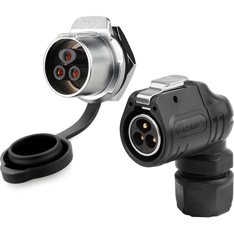 LP20 90° Connecteur étanche à 3 Broches, Connexion Rapide Fiche mâle à Angle Droit Prise à trou unique, Connecteur Circulaire électrique Extérieur pour équipement Industriel (1/5)