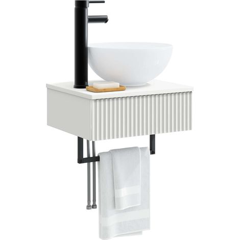 vidaXL Wall-Mounted Wash Basin White 40 x 35 x 39 cm Engineered Wood (1/4)