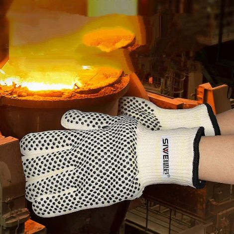 Gants industriels résistants aux hautes températures (jusqu'à 500 degrés) - Protection haute température - Résistants à la chaleur - Ignifugés (1/4)