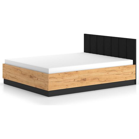 Cama canapé 160x200 con somier Solal Madera y Negro