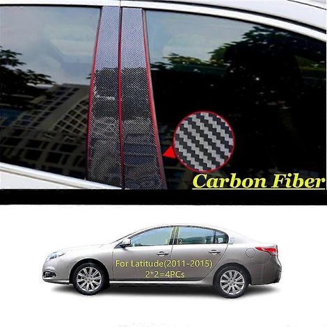 TPU/Glänzende Spiegelsäulenabdeckung, Türleisten, Fensterleistenaufkleber, 6-teilig für Renault Latitude 2011–2015 – Carbonfaser