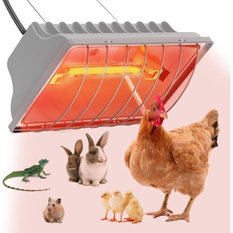 Chauffant Poussin, 250W Chauffage Pour Poulailler avec interrupteur économique, câble d'alimentation 1.8m, lampe infrarouge thermostatique automatique pour poulets, canards, chiots, animaux d'élevage (1/5)