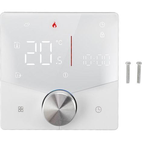 Thermostat intelligent blanc WiFi contrôle via Tuya APP, bouton rétroéclairé ignifuge AC95‑240V pour chaudière gaz chauffage (1/5)