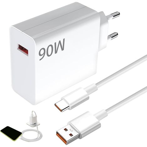 90-W-Schnellladegerät für Xiaomi, 90-W-Schnellladegerät mit 6-A-USB-C-Kabel (1 m), kompatibel mit Xiaomi Poco X7, F6, F7 Pro, 15, 14, 13 Ultra, Poco Note 14, 13 Pro 5G, 14T, 13T und Poco Pad M6