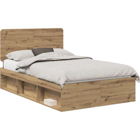 Estructura de cama con cabecera Roble Artesanal 120 x 190 cm vidaXL (1/5)