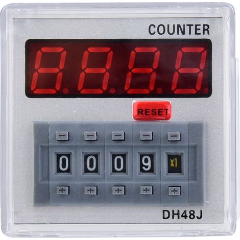 YDuupxe Écran LED Clair, Boîtier Extérieur en ABS, Plage de Comptage 1-999900 Compteur Numérique DH48J-A 11 Broches pour Télécommande, Communication, Contrôle Automatique, Mécatronique avec Temps de (1/5)