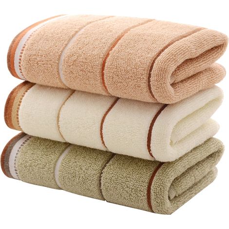 Serviette De Soin - Coton 100 % - 75 x 34 cm - Pour Visage Et Mains - Lot De 3 Pièces (1/5)