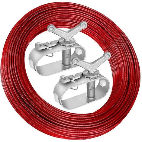 Kit de câble et de treuil pour couverture de piscine - Câble en acier plastifié et cliquet à ressort en aluminium pour couverture de piscine (1/5)