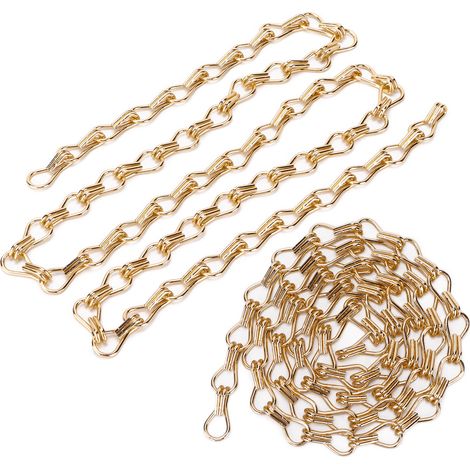 Lot de 2 chaînes de suspension d'un mètre, antirouille et anticorrosion, montage facile, pour la création de mangeoires à oiseaux (dorées). (1/5)