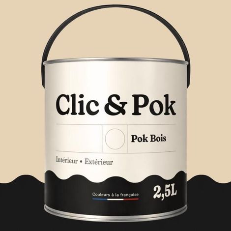 Peinture Bois Extérieur – POK BOIS - 2,5L - RAL 1015 - Ivoire clair- Résistante aux intempéries - Ne s'écaille pas