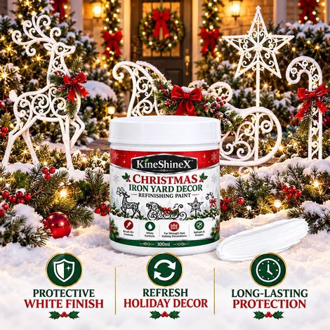 KineShineX Christmas Patio Wrought Iron Ornaments Renovation Paint - White Metal Rust-Proofing and Repair Coating (1/4)