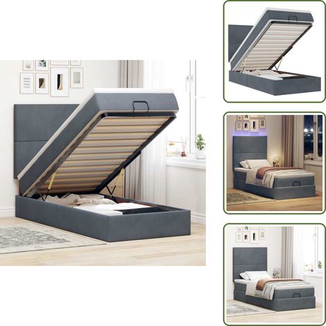 Coprimaterasso - vidaXL Struttura Letto Pouf con Materassi 100x200 cm Velluto - Luci a LED