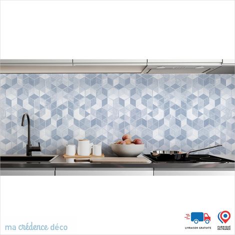 Crédence : Losanges gris - Couleur Bleu Pastel - Alu composite - 120 - 60 (1/3)