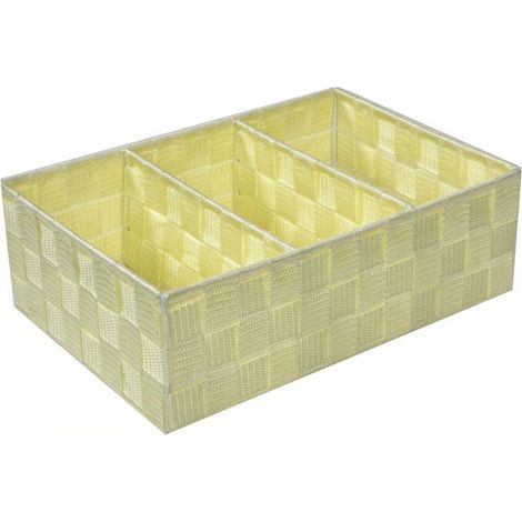 Cremefarbene Polyester-Schublade mit 3 Fächern 31x21x10 cm
