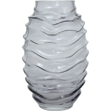 Vase Déco en Verre Soufflé "Typo" 25cm Gris (1/2)