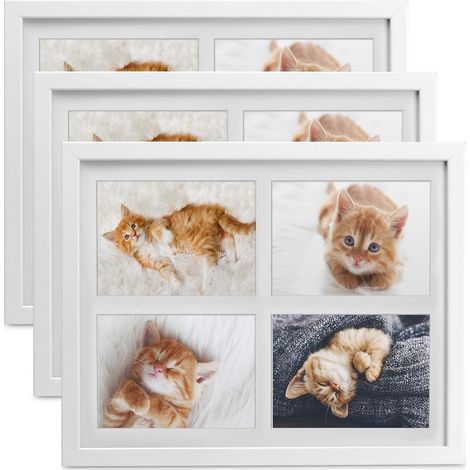 3x Cadre photo collage pour 4 photos Galeria, 10x15cm, blanc (1/5)