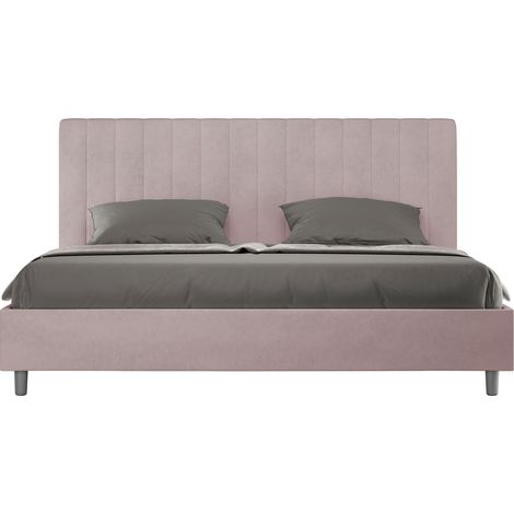 Letto Matrimoniale King Size 180x200 cm con Rete e Contenitore Imbottito in Microfibra Agueda Glicine (1/5)