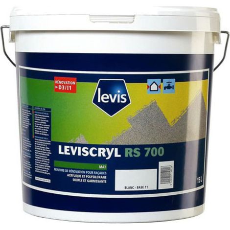 Revêtement hydrofuge semi-épais mat 15L – Finition lisse – Pour façades anciennes et micro-fissures – Couleur blanc – Levis