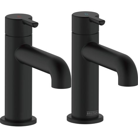 Bristan Altum Basin Taps Pair Pillar Mounted - Black