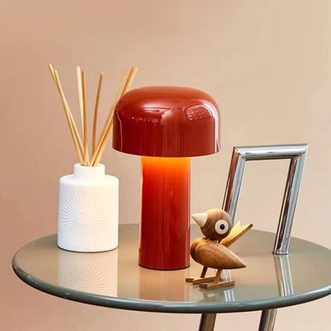 Lampe Champignon LED Rouge Sans Fil Rechargeable Tactile 3 Niveaux Bureau Chambre (1/4)