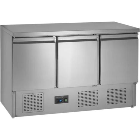Table comptoir inox réfrigérée 3 x GN 1/1, portes pleines, 235 W, 220 V - MONO