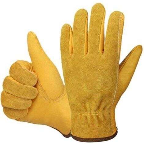Gants de travail en cuir résistants à l’eau – Lot de 1 paire, taille L, pour réparation auto, jardin et BTP (1/5)
