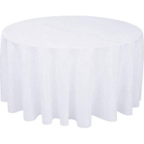 Nappe ronde en polyester pour réception de mariage disponible en blanc noir rouge bleu et or - Diamètre 220 cm - Blanche (1/4)