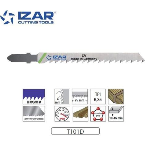 lame de scie sauteuse Izar T101D coupe rapide 100mm TPI6.35 (x3)
