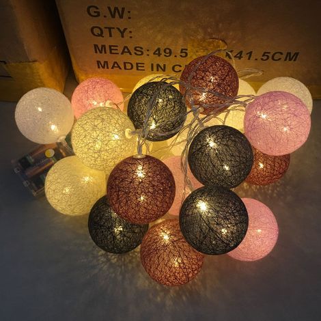 Guirlande lumineuse rouge bordeaux en boules de coton, 1,5 m de long, 10 LED, éclairage de chambre (1/5)