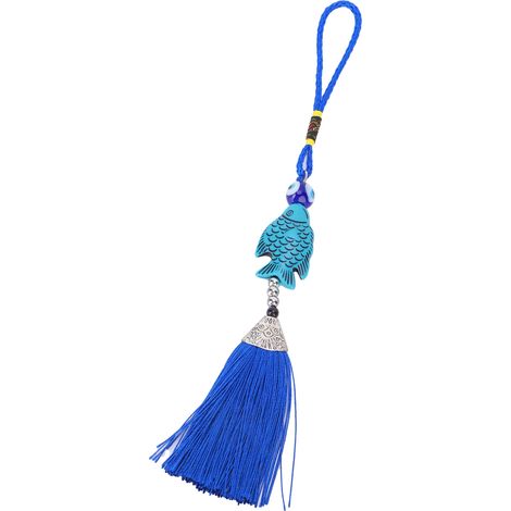 Porte-Bonheur Œil Bleu en Alliage, Pendentif Tassel Style Turc, Décor Intérieur de Voiture, Personnalisé, Accroche-Rétro, Ornement Auto (1/5)