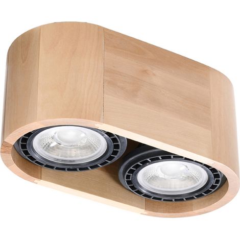 Spot plafond bois ovale double 2xGU10 PRIMO Pure Lume (1/5)