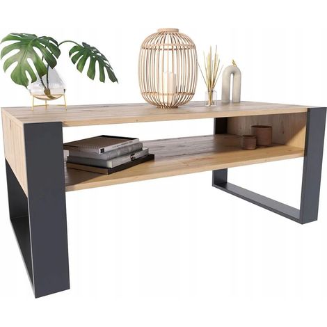 Kaja Couchtisch 120x60 Artisan Eiche/Schwarz Couchtisch für das Wohnzimmer MK Zimmer (1/4)