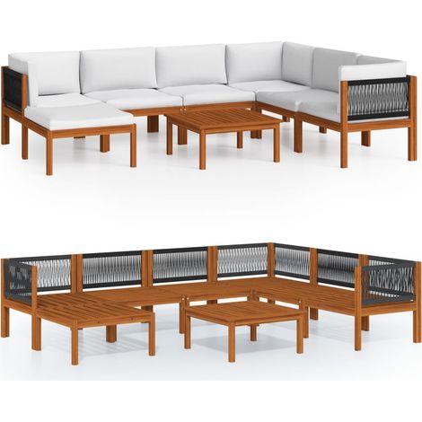 Maison Exclusive - 8-tlg. Garten-Lounge-Set mit Kissen Cremefarbe