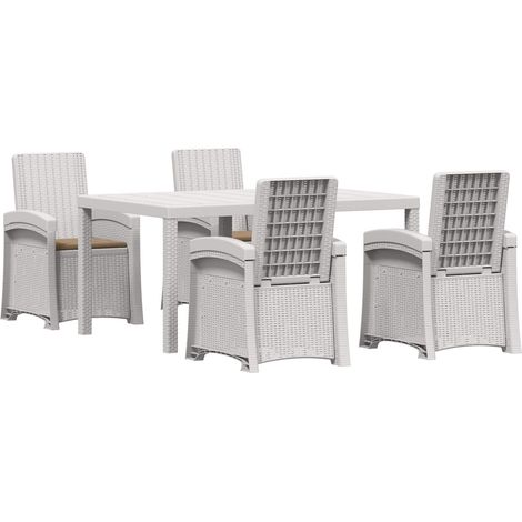 vidaXL Set da Pranzo per Giardino 5 pz Bianco e Tortora PP (1/5)