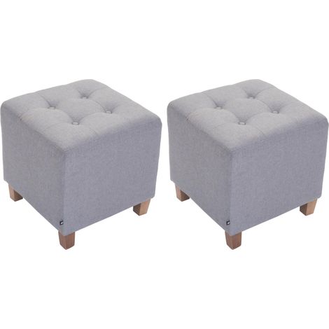 Set di 2 sgabelli bassi con poggiapiedi quadrato in tessuto grigio chiaro 100004470