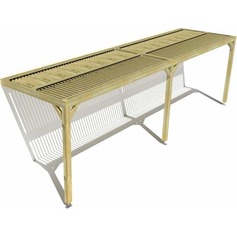 Pergola bois • 8m x 2m • adossée • sens largeur • lames orientables bioclimatiques incluses • livraison comprise (1/3)
