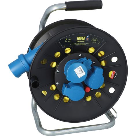 Kalle Campingkabeltrommel CEE 230V 16A 2,5mm² Extreme Signal Gelb IP44 25 Meter Kabeltrommel (1/5)