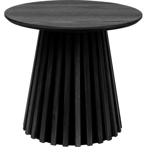 Bout de canapé Rond Pied Central Relief MDF Placage Chêne noir - DUBLIN (1/3)