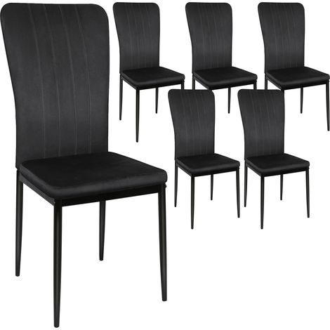 Haloyo 6 Pezzi Sedia da Soggiorno in Gambe in Metallo,Velluto,portata fino a 120 kg,nero (1/5)
