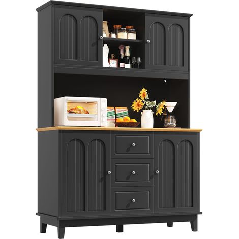 Armoire colonne haut de gamme avec éclairage LED et commande via application (120×40×180cm), meuble de salon moderne à 4 portes et 3 tiroirs, vitrine de cuisine avec fonction lumineuse musicale et pro (1/5)