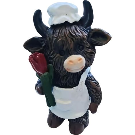 Statue de Vache Highland en résine, décoration d'étagère de Table, Statue Mignonne de Petit Animal pour et Adultes pour la Maison, la Chambre, la Cuisine, la Salle de Bain, la (1/5)