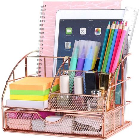 Les enfants Organisateur de Bureau Tischorganizer avec Plumiers/porte-stylet et d'un Tiroir Utensilienschalen Métallique Réseau (1/5)