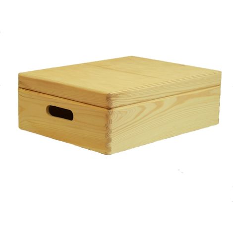 cassetta/scatola in legno " wood box" con coperchio - 400x300x140 mm