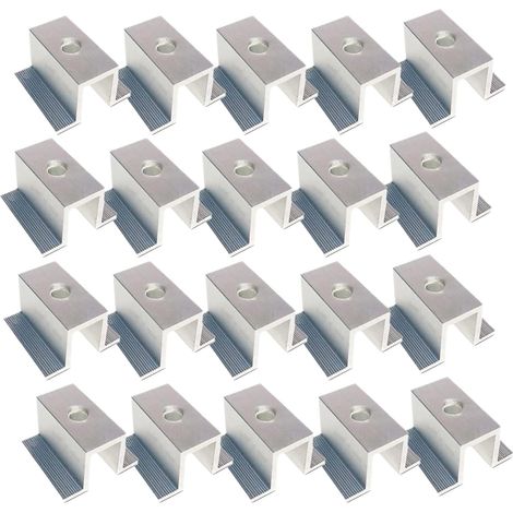 Lot De 20 Panneaux Solaires Pv En Aluminium - Pince Centrale - Supports De Fixation - Panneau Solaire Pour Panneau Solaire -Pince Pour Montage De ProfiléS (1/5)